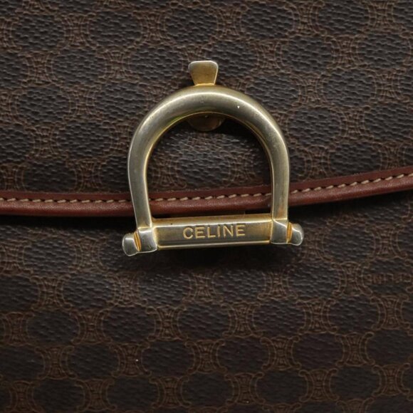 CELINE Macadam Canvas Hand Bag PVC Leather Brown - Picture 12 of 16